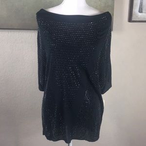 Haute hippie black crew neck blouse with stones